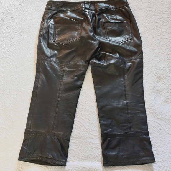 PATRIZIA PEPE FIRENZE VINTAGE ITALIAN LAMBSKIN CROP PANTS - Picture 5 of 16